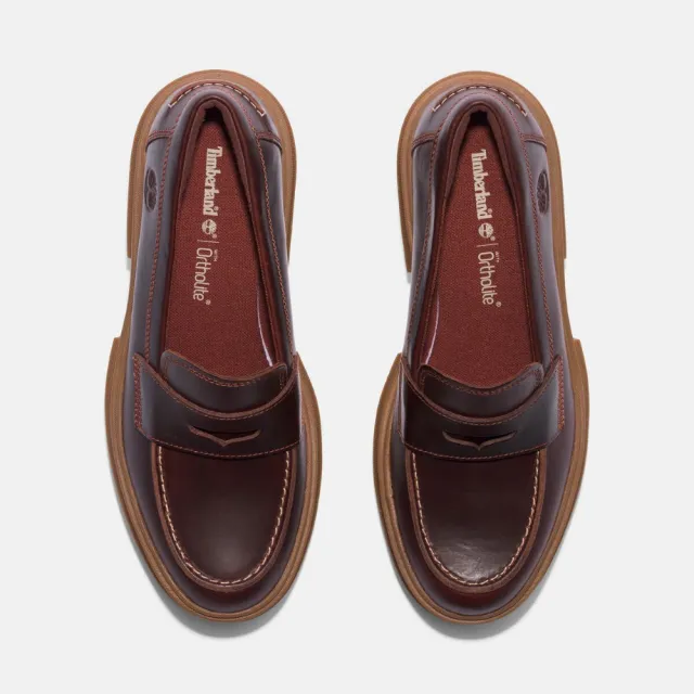 【Timberland】女款深棕色皮革休閒樂福鞋(A5P1UW01)