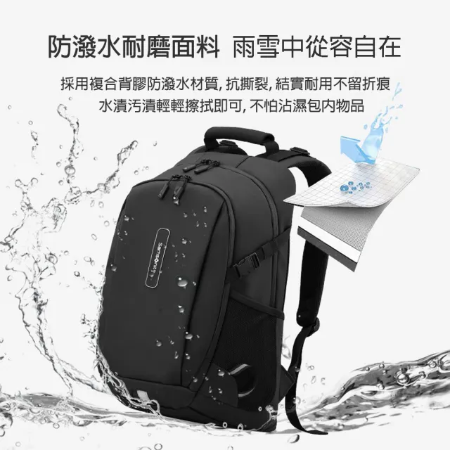 【Samsonite 新秀麗】URBAN-ICT BP4*003 15.6吋 防水筆電後背包- 黑色(筆電包)