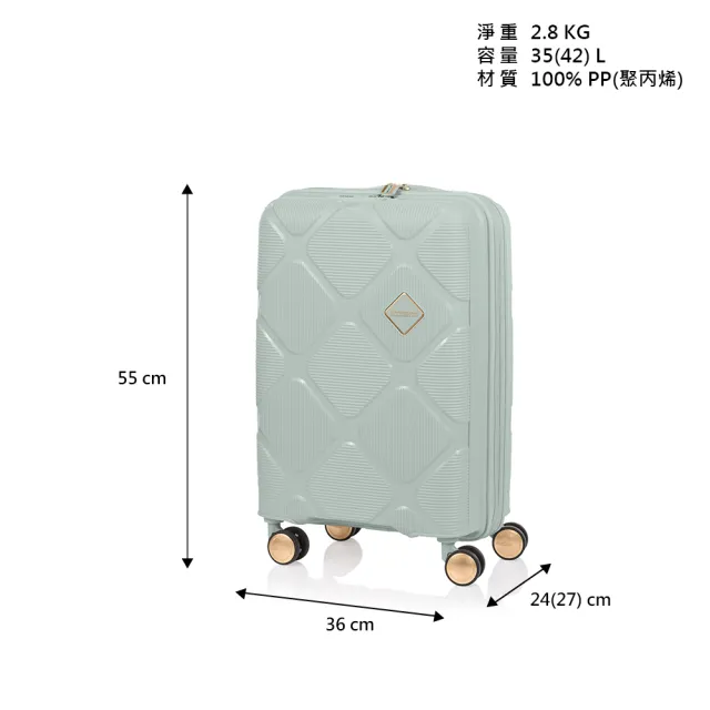 【AMERICAN TOURISTER 美國旅行者】20吋 Instagon 防盜拉鍊可擴充PP避震飛機輪行李箱(多色可選)