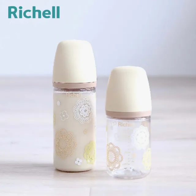 【Richell 利其爾】官方授權_ TA 朵朵開寬口奶瓶 240 ML(3-18m 奶嘴頭)