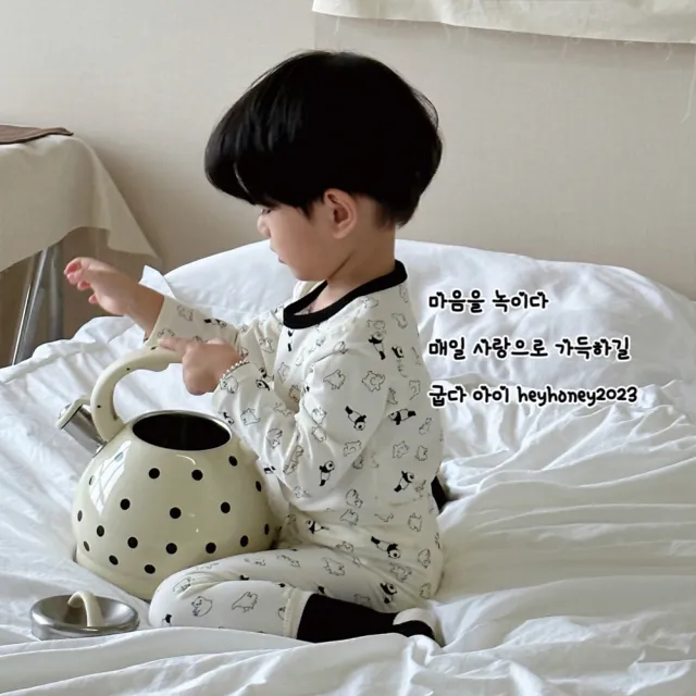 【MANI 瑪尼】兒童韓風秋冬萊卡套裝(男女童彈力居家服 秋冬保暖套裝 萊卡棉居家服)