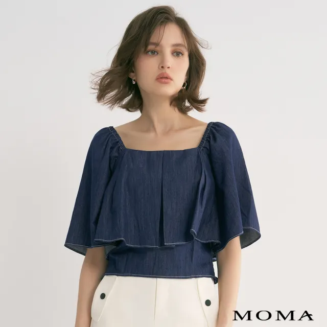 【MOMA】牛仔荷葉上衣(藍色)
