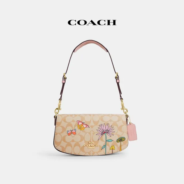 【COACH蔻馳官方直營】ANDREA經典Logo印花單肩手袋COACH X OBSERVED BY US-IM/淺卡其色 混合色(CU395)