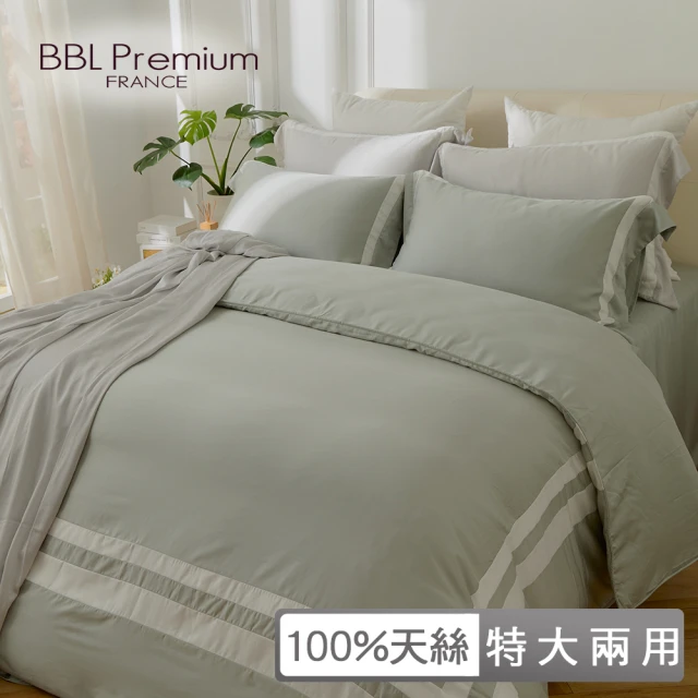 BBL Premium 100%天絲印花兩用被床包組-永恆之約-湖水綠(特大)