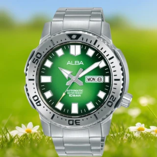 【ALBA】雅柏 Mechanical 極速運動機械腕錶-44.5mm綠(AL4631X1/Y676-X082G)