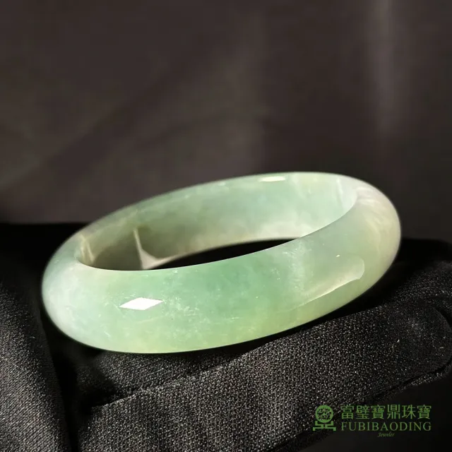 【Fubibaoding jeweler 富璧寶鼎珠寶】淡綠細糯種翡翠手鐲(天然A貨 翡翠 送禮 玉鐲 台灣圍#16.5)