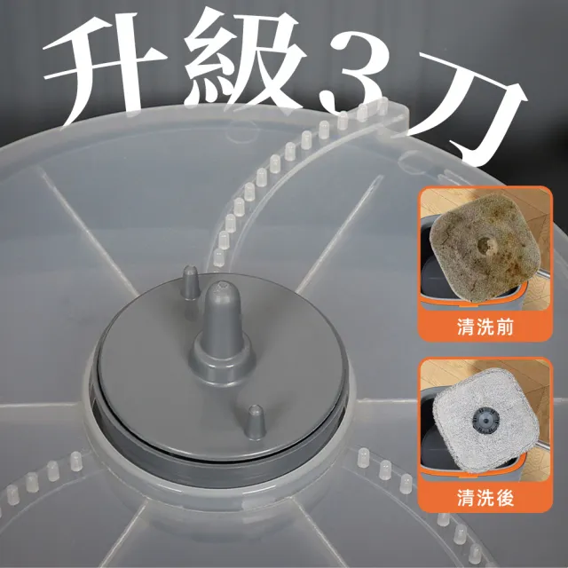 【Ashley House】全新升級3排清潔刮刀-極淨淨污分離省水旋轉平板拖把組1桶1拖2+3布(懶人拖/拖把/地板清潔)