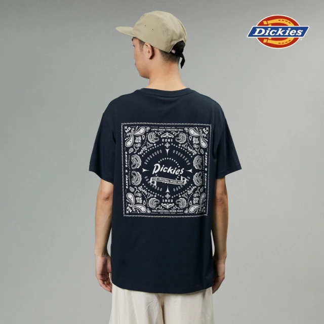 Dickies 男女款黑色純棉背面大圖案品牌印花休閒短袖T恤