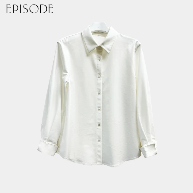 EPISODE 經典百搭素色混亞麻長袖襯衫142301（白）