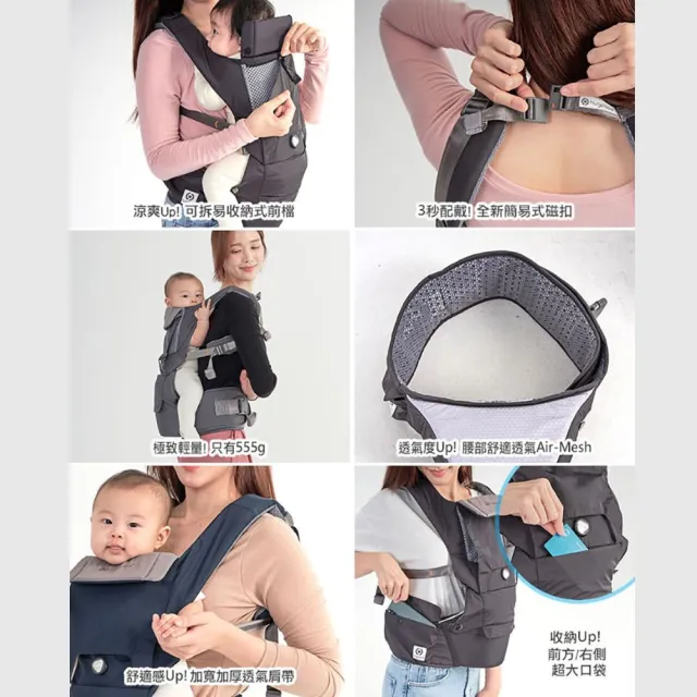 【hugpapa】2024紅點設計獎 DIAL-FIT PRO 韓國嬰兒透氣減壓背帶 新生兒腰凳背巾/揹巾(新色 「燕麥奶」)