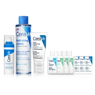 【CeraVe 適樂膚】臉部保濕全配組★全效水光B5玻尿酸修護精華+全效極潤修護精華水+全效超級修護乳