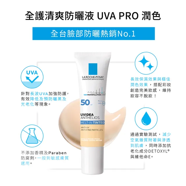 【理膚寶水】全護清爽防曬液UVA PRO 潤色 30ml 年度限定組E(防曬推薦)