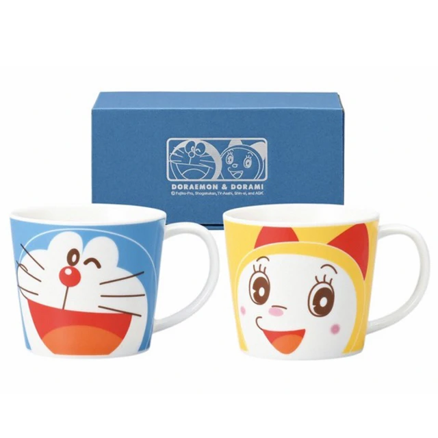 Doraemon 哆啦A夢 日本製 哆啦A夢 陶瓷馬克杯 2入禮盒組 280ml(茶杯、水杯、馬克杯)