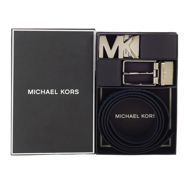 Michael Kors 字母logo/針釦雙頭用雙面用皮帶(禮盒組/深藍)