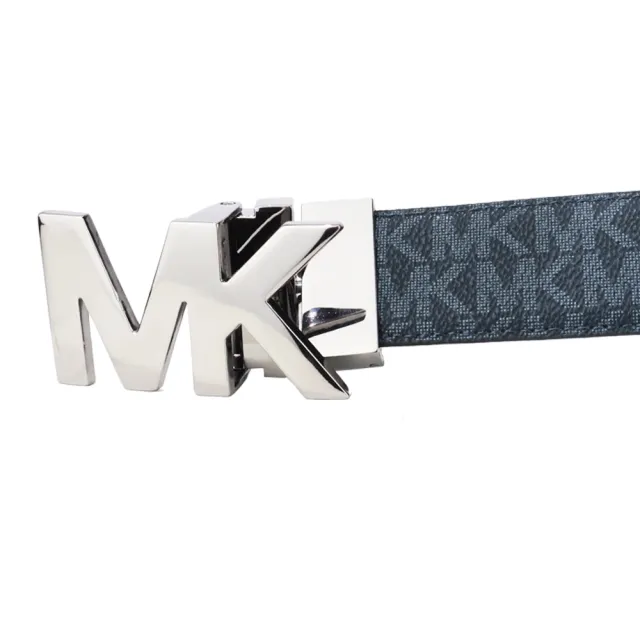 【Michael Kors】字母logo/針釦雙頭用雙面用皮帶(禮盒組/深藍)