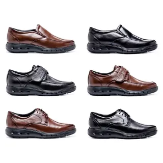 【AMADEUS 阿瑪迪斯】超輕量羊皮休閒男皮鞋24323 綁帶款/魔鬼氈款/直套款 黑色/咖啡色(男皮鞋/6款)