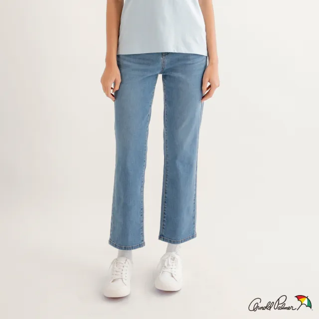 【Arnold Palmer 雨傘】女裝-基本款量感直筒牛仔褲(淺藍色)