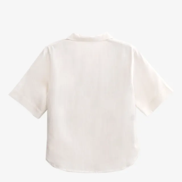 【Arnold Palmer 雨傘】女裝-天絲亞麻立領短袖襯衫(白色)