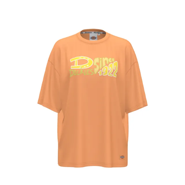 【Dickies】女款木瓜奶昔純棉胸前趣味文字印花圖案寬鬆短袖T恤｜DK011623E82