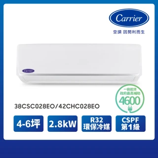 【Carrier 開利】自助價 4-6坪R32一級變頻分離式空調(38CSC028EO/42CHC028EO)