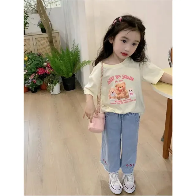 【安朵童舖】現貨韓版兒童半袖上衣男童印花T恤女童短袖上衣圓領上衣童裝(27/016)