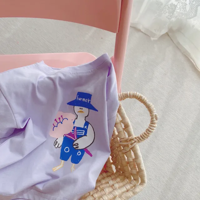 【安朵童舖】現貨韓版兒童半袖上衣男童印花T恤女童短袖上衣圓領上衣童裝(27/016)