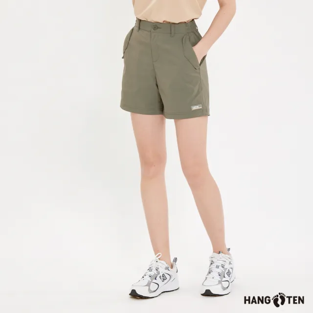 【Hang Ten】女裝-恆溫多功能-REGULAR FIT吸濕快乾抗撕裂機能短褲(橄欖綠)