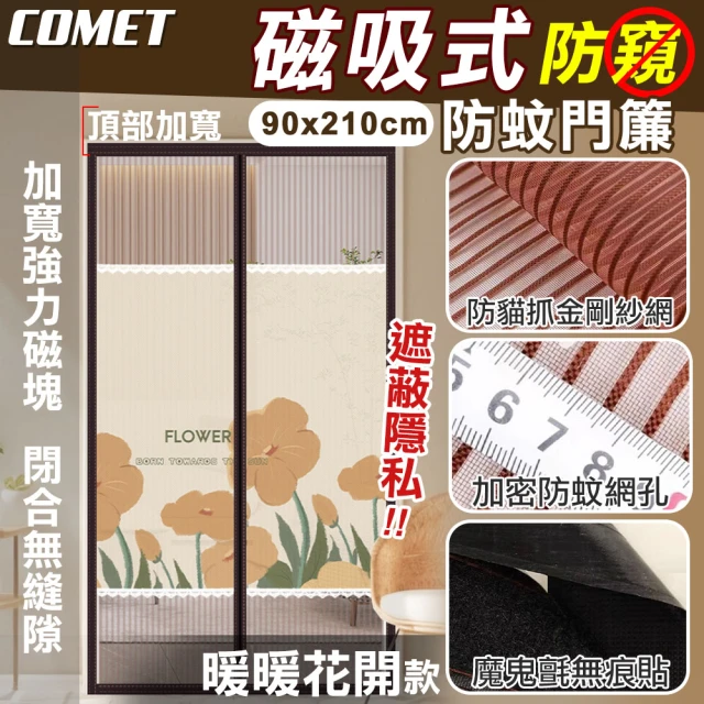 COMET 金剛網加密防蚊防偷窺磁吸門簾-暖暖花開(靜音門簾 免打孔門簾 防蚊門簾 磁釦門簾/YJB012)