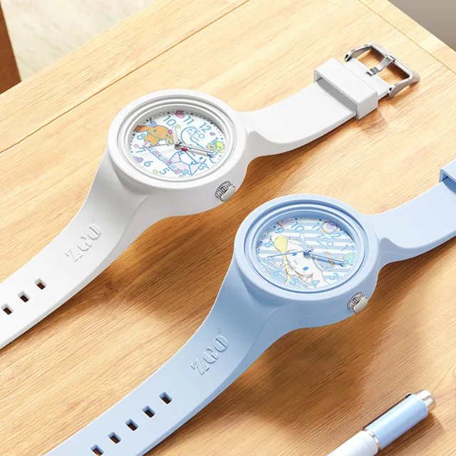【SANRIO 三麗鷗】大耳狗印花錶盤果凍錶帶夜光石英錶(兒童 學生 手錶)
