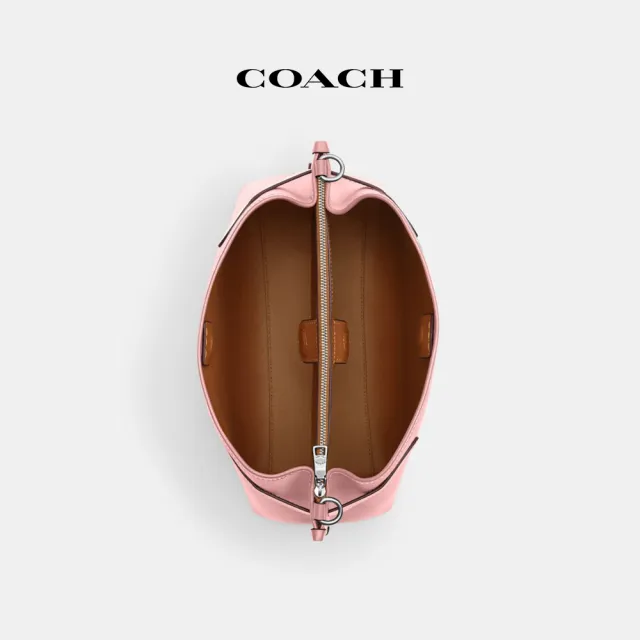 【COACH蔻馳官方直營】HANNA COACH圖案單肩手袋-銀色硬體/淺胭脂粉色(CS189)