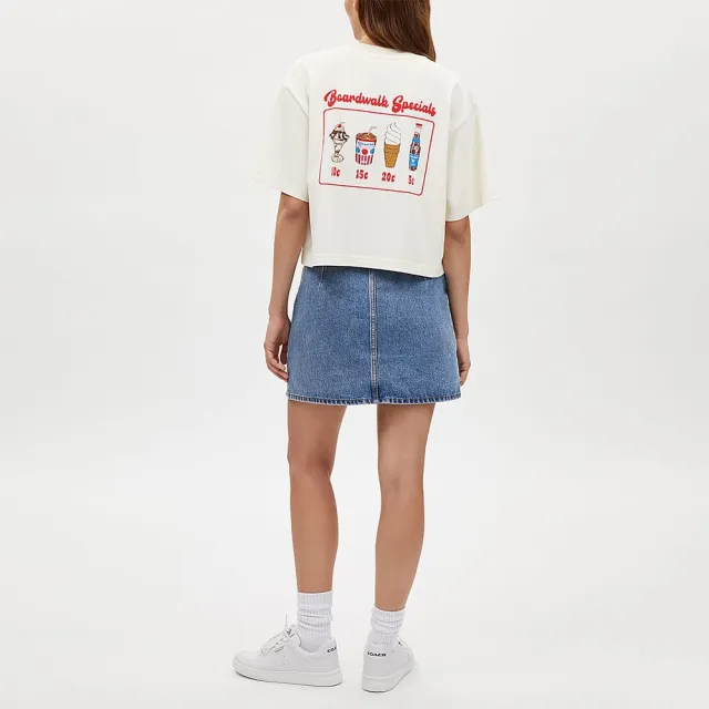 【COACH蔻馳官方直營】BOARDWALK 棉質短款T恤-奶油色(CT416)