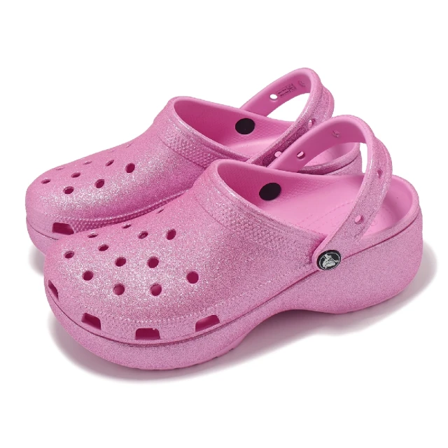 Crocs 洞洞鞋 Classic Platform Glitter W 女鞋 小香粉 閃耀雲朵 厚底 卡駱馳(2072416WY)