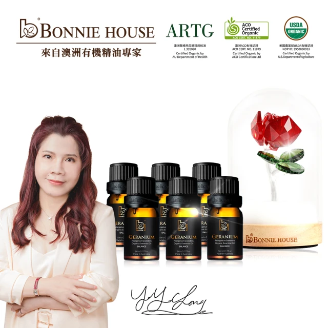 BonnieHouse有機玫瑰天竺葵精油限定組