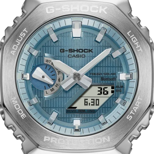 【CASIO 卡西歐】G-SHOCK金屬藍芽雙顯錶(GBM-2100A-1A2)