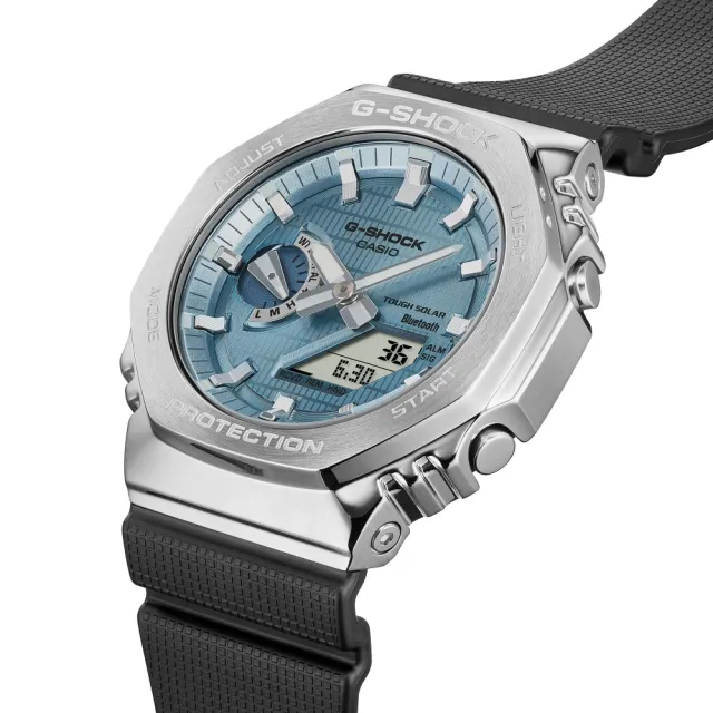 【CASIO 卡西歐】G-SHOCK金屬藍芽雙顯錶(GBM-2100A-1A2)