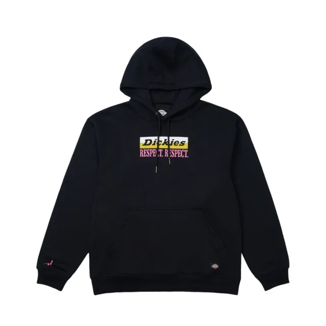 【Dickies】BCA 聯名－男款黑色胸前品牌圖案印花設計休閒連帽大學T｜DK012216BLK