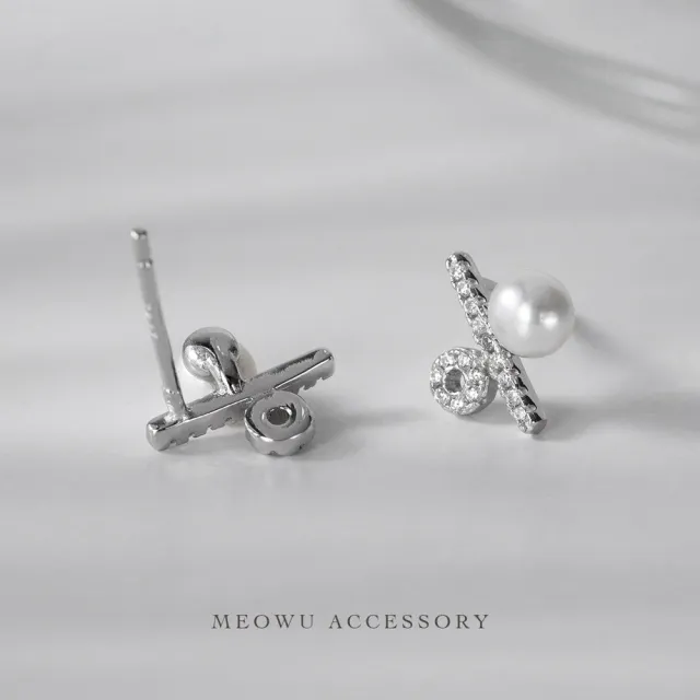 【MEOWU】ED1510 百分百珍珠 鑲鑽  925純銀耳環(ED1510)