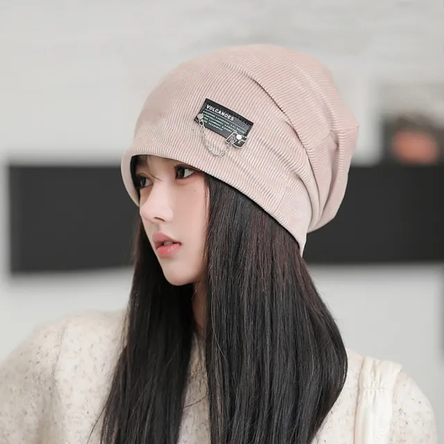 【Acorn 橡果】韓系鍊條保暖毛帽月子帽防曬機能帽頭罩9361(米色)