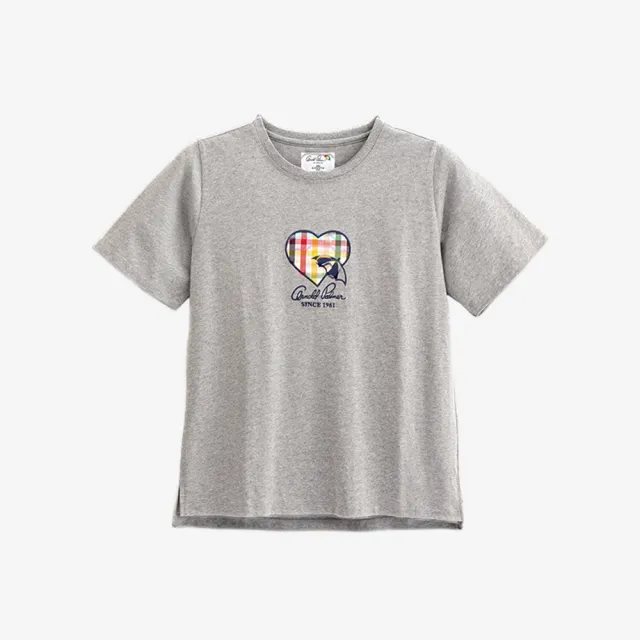 【Arnold Palmer 雨傘】女裝-胸前心形品牌LOGO刺繡T恤(灰色)