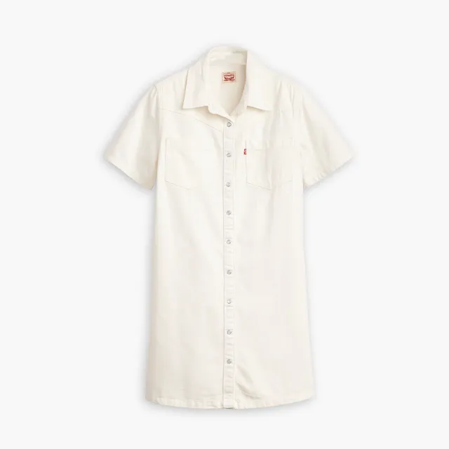 【LEVIS 官方旗艦】女款 襯衫式短袖丹寧牛仔洋裝 人氣新品 A9480-0001