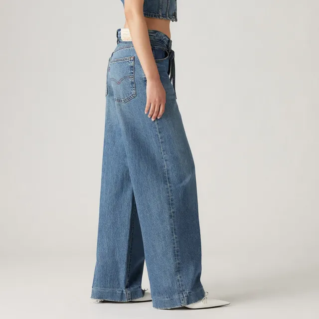 【LEVIS 官方旗艦】女款 低腰寬鬆直筒丹寧牛仔褲 / 附腰繩 人氣新品 A8701-0005