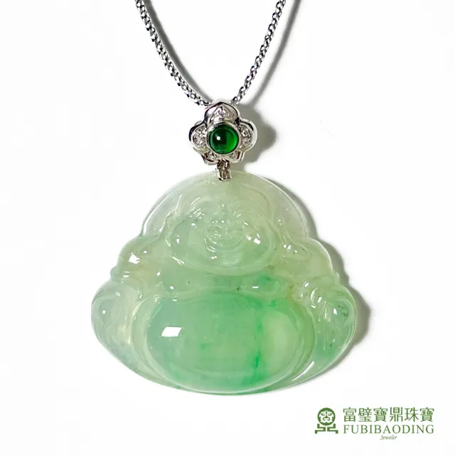 【Fubibaoding jeweler 富璧寶鼎珠寶】糯冰種淡綠翡翠彌勒佛墜(天然A貨 翡翠 彌勒佛 送禮)