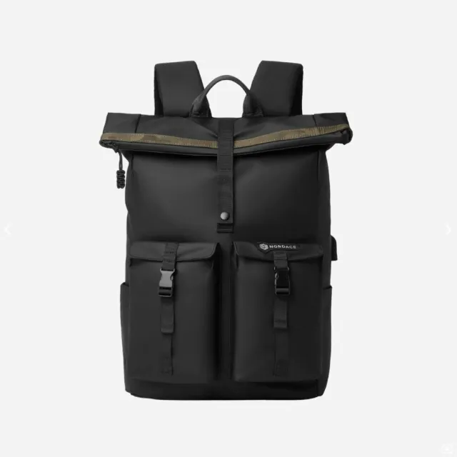【Nordace】雙11 Edin 黑色捲頂後背包 ND1127-1(日常及通勤上班上學)