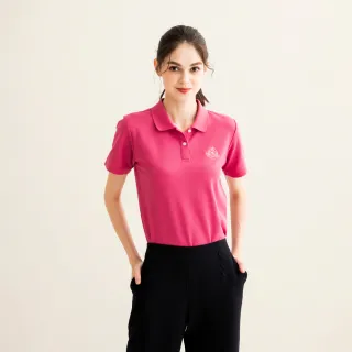 【Arnold Palmer 雨傘】女裝-學院風LOGO刺繡POLO衫(桃紅色)