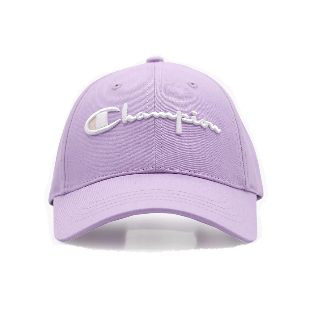 【Champion】官方直營-刺繡LOGO棒球帽-童(淺紫色)