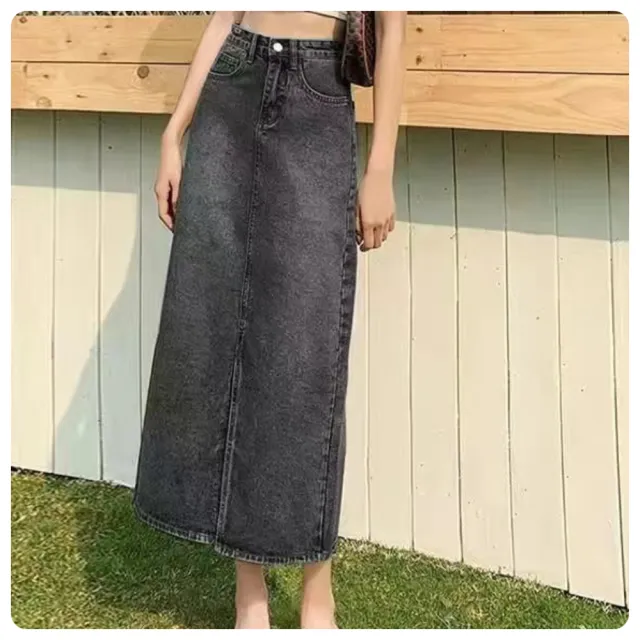 【ASister 小姊姊】*出清品*現貨在庫★A字牛仔長裙☆加大尺碼顯瘦高腰收腹A字牛仔裙/長裙(3色_XS-5XL)