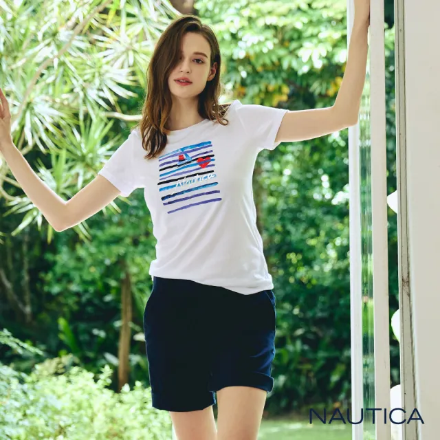 【NAUTICA】女裝 素色休閒短褲(深藍色)