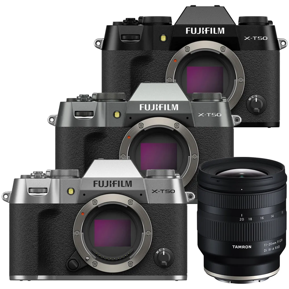 【FUJIFILM 富士】X-T50 單機身 + Tamron 11-20mm F2.8 鏡頭 --公司貨(偏光鏡)