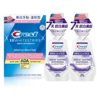 【Crest】3DWhite 溫和型美白牙貼 +漱口水500ml x2