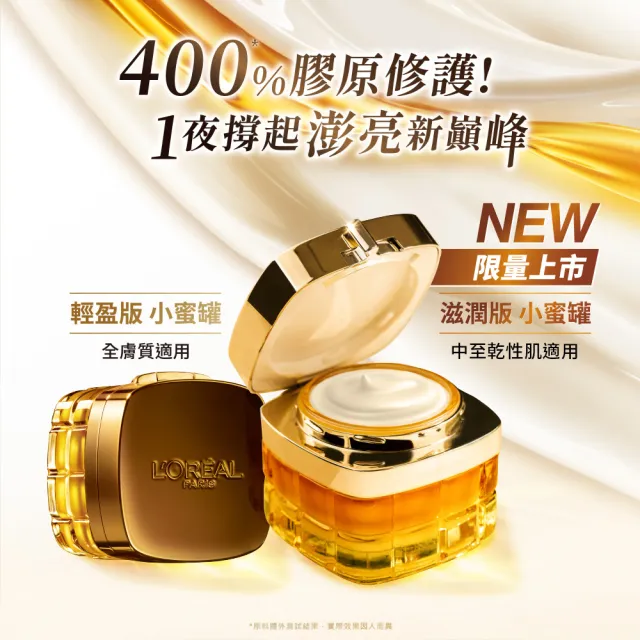 【LOREAL Paris 巴黎萊雅】金致臻顏花蜜奢養面霜60ml#小蜜罐#滋潤版#輕盈版(2入組)